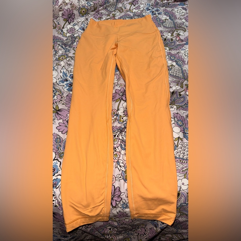Bright Orange Ribbed lululemon leggings